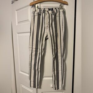 Hudson Jeans Womens Barbara High Waist Super Skinny Ankle Striped Gray White 29